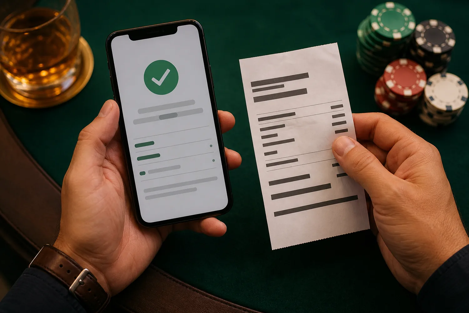 Pessoa conferindo beneficiário e comprovante antes de um pagamento digital